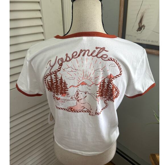 LOVE PEACE LAZY DAYS Womens Shirt XL Yosemite Ringe Tee Grizzly Graphic Casual - Picture 5 of 9